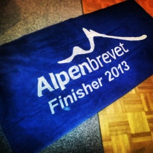Als aandenken krijg je bij de finish een ...handdoek.